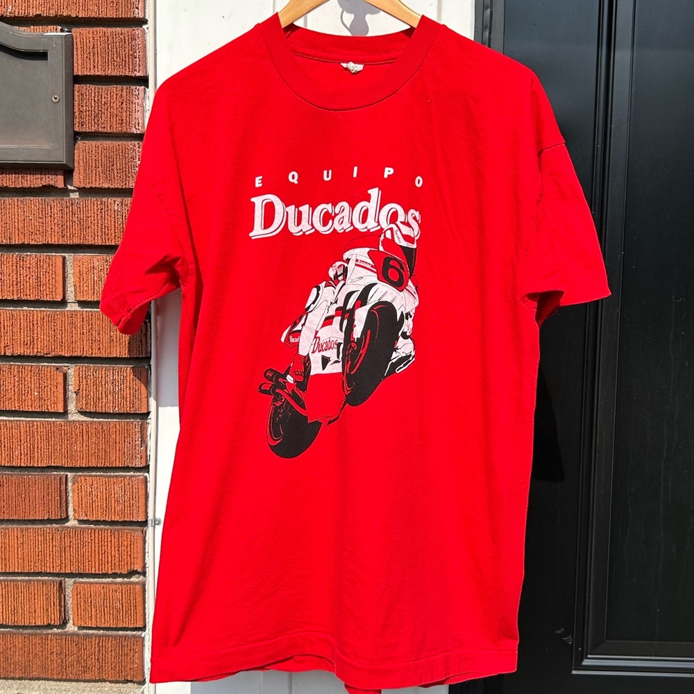 Vintage 90s Team Ducati 🏍️ Racing Screen Stars Tee Shirt single stitch NASCAR